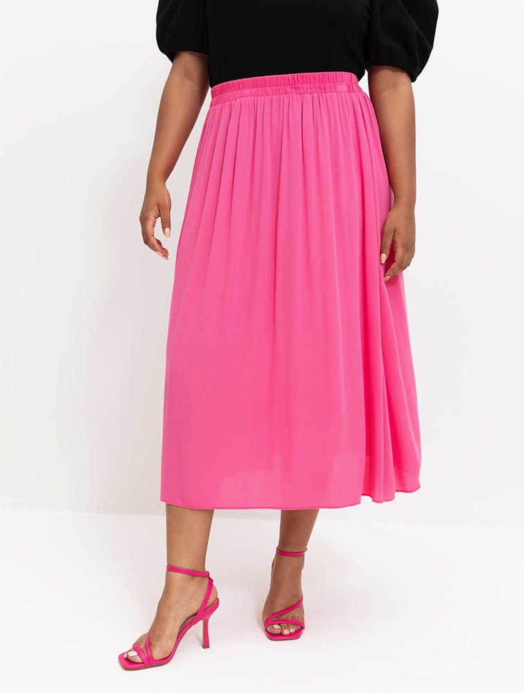 Pink crepe top midi skirt